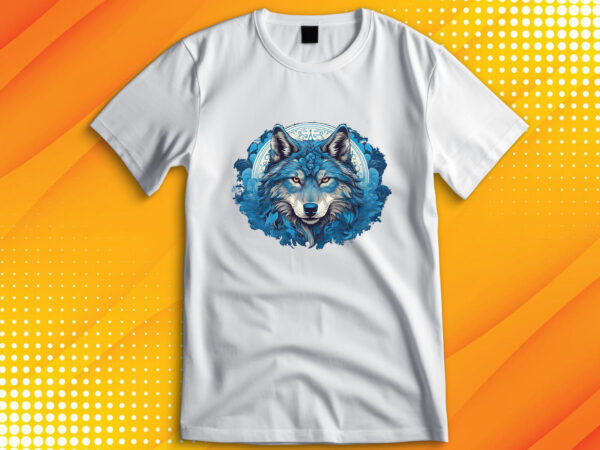 Blue wolf t shirt template