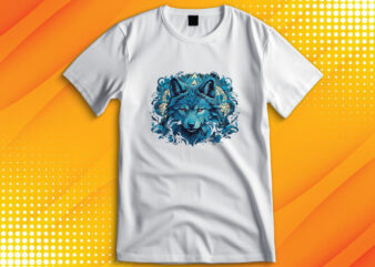 Blue wolf t shirt template