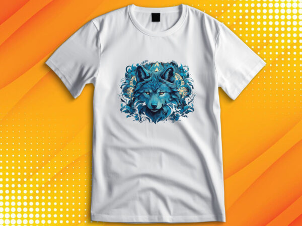 Blue wolf t shirt template