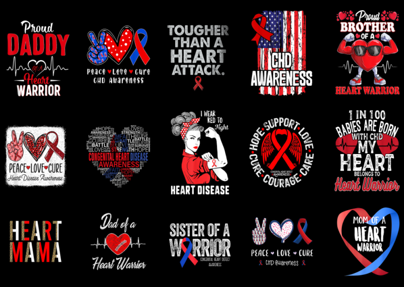 15 CHD Awareness Shirt Designs Bundle P4, CHD Awareness T-shirt, CHD Awareness png file, CHD Awareness digital file, CHD Awareness gift, CHD