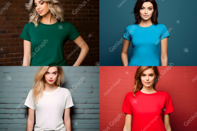 POD Marketing Woman T-Shirt Mockup Bundle