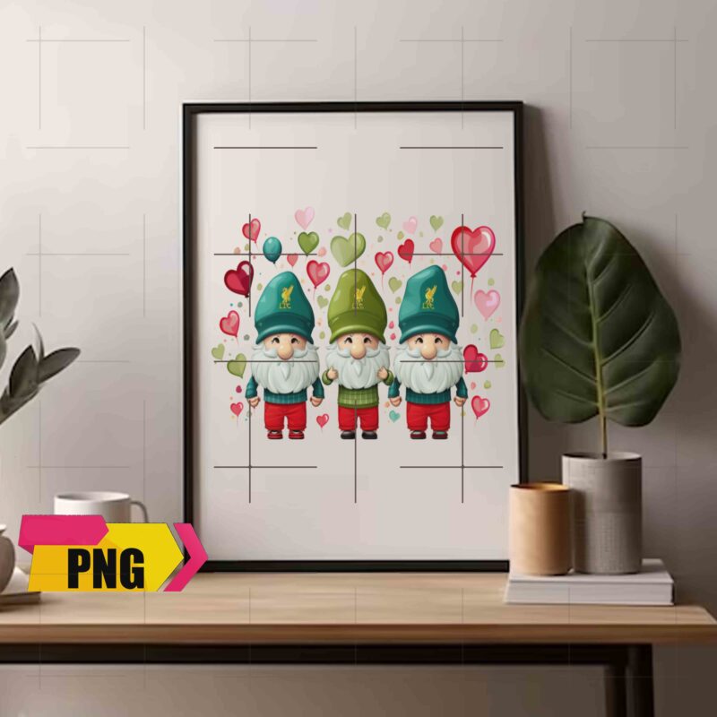 Valentine 2024 Gnomies Bundle Love With Heart Ballon Chibi Gnome 10 PNG 300 DPI AI