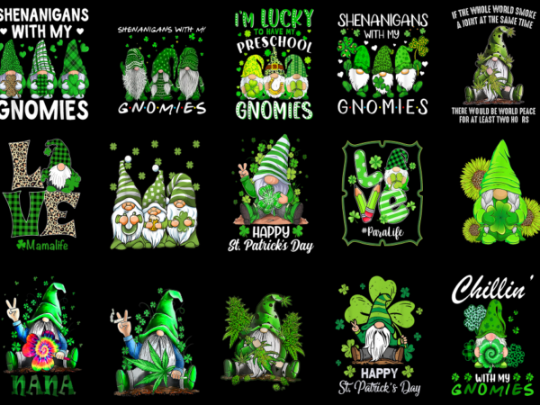 15 st. patrick’s day gnome shirt designs bundle p5, st. patrick’s day gnome t-shirt, st. patrick’s day gnome png file, st. patrick’s day gno