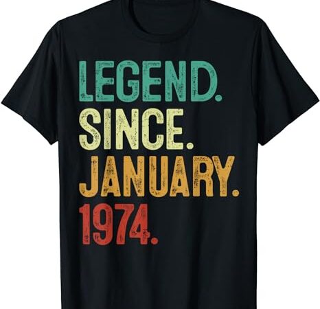 50 years old legend since january 1974 50th birthday t-shirt