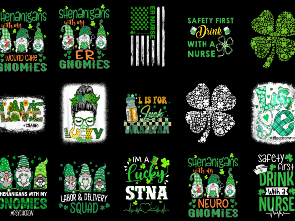 15 nurse st. patrick’s day shirt designs bundle p6, nurse st. patrick’s day t-shirt, nurse st. patrick’s day png file, nurse st. patrick’s d