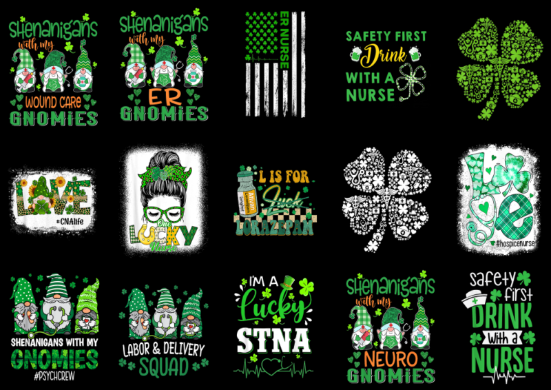 15 Nurse St. Patrick’s Day Shirt Designs Bundle P6, Nurse St. Patrick’s Day T-shirt, Nurse St. Patrick’s Day png file, Nurse St. Patrick’s D