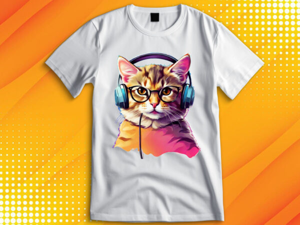 Cat with shop glasses t shirt