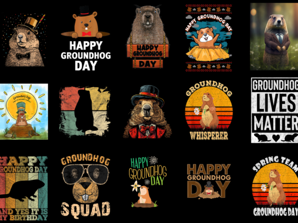 15 Happy Groundhog Day Shirt Designs Bundle P1, Happy Groundhog Day T