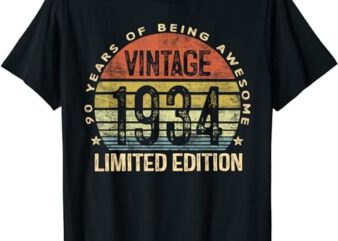 90 Year Old Gifts Vintage 1934 Limited Edition 90th Birthday T-Shirt