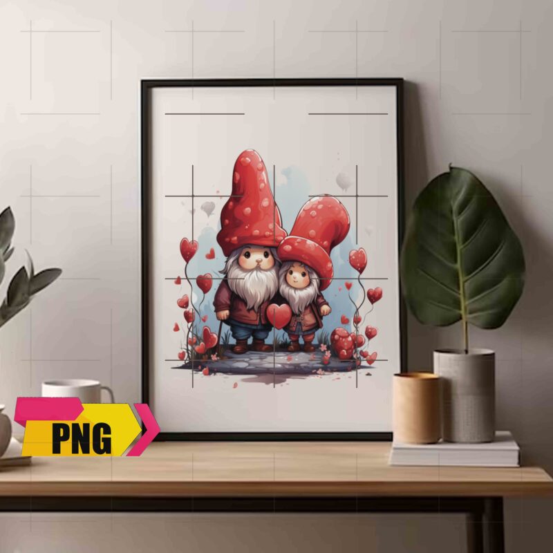 Gnomies Valentine Bundle Love With Heart Ballon Chibi Gnome 15 PNG 300 DPI AI