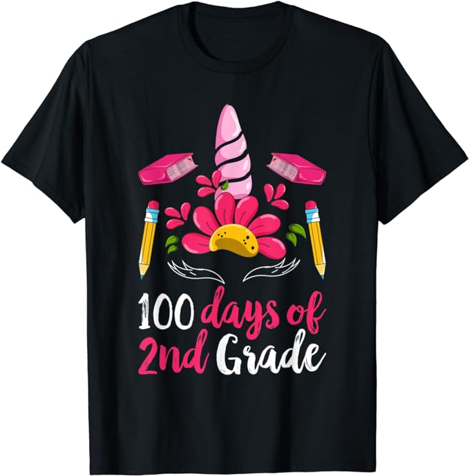 15 Unicorn 100 Days Of School Shirt Designs Bundle P14, Unicorn 100 Days Of School T-shirt, Unicorn 100 Days Of School png file, Unicorn 100