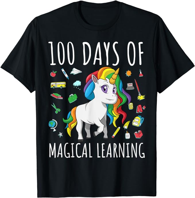 15 Unicorn 100 Days Of School Shirt Designs Bundle P15, Unicorn 100 Days Of School T-shirt, Unicorn 100 Days Of School png file, Unicorn 100