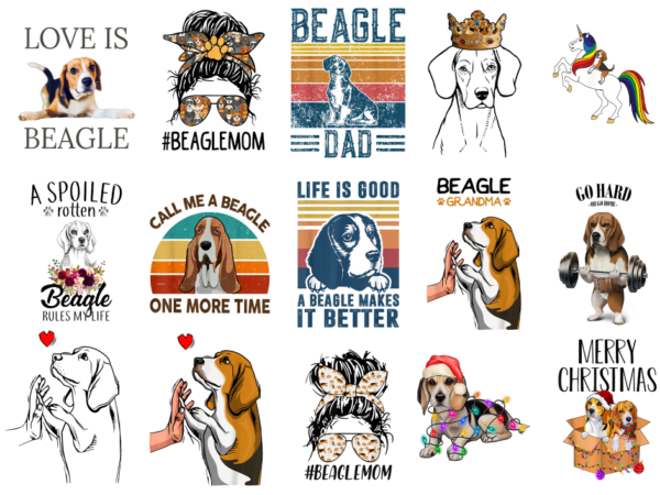 15 beagle shirt designs bundle, beagle t-shirt, beagle png file, beagle digital file, beagle gift, beagle download, beagle design