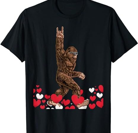 Bigfoot valentines day shirt – funny hearts sasquatch love t-shirt