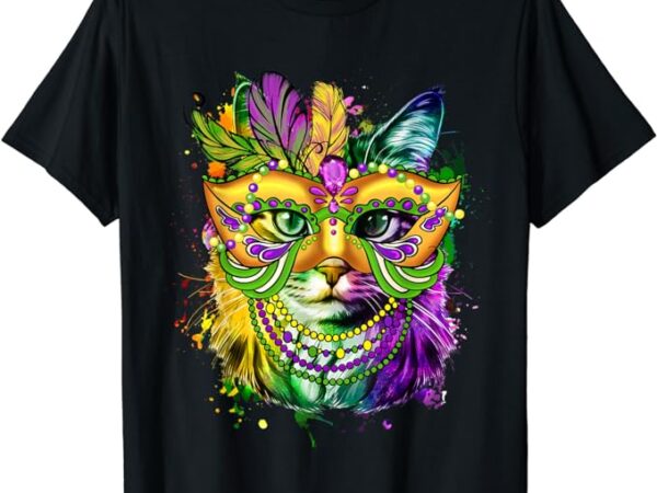 Cat mardi gras tshirt for women girls cat lover new orleans t-shirt