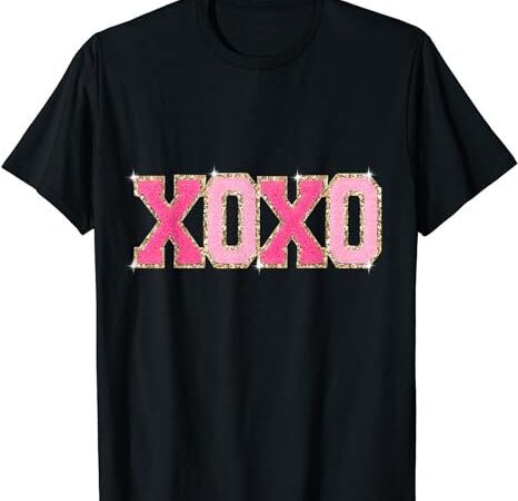 Chenille patch sparkling xoxo valentine day heart love gift t-shirt