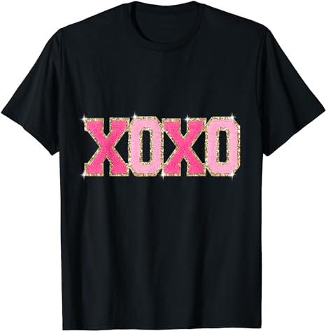 Chenille Patch Sparkling XOXO Valentine Day Heart Love Gift T-Shirt