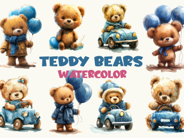 Cute teddy bears. watercolor. t shirt vector file