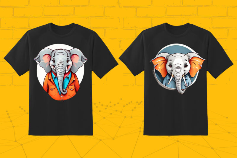 Elephant In Pocket 25 Clipart Perfect for Stylish T-Shirt Design Bundle