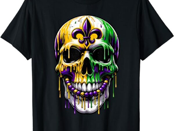 Fleur de lis mardi gras skulls men women girls boys outfit t-shirt