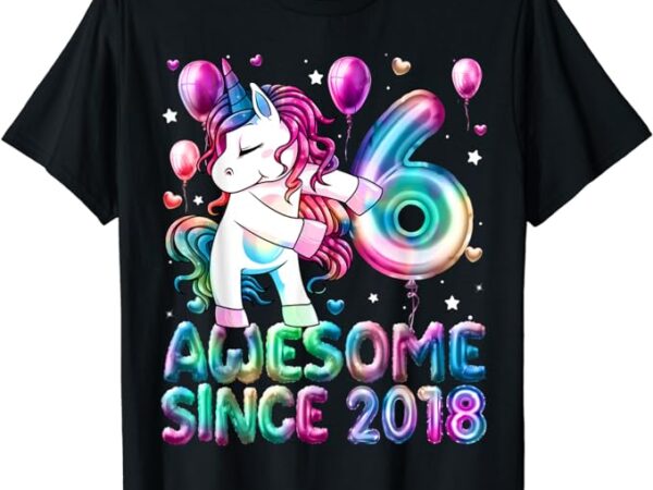 Flossing unicorn 6 year old 6th birthday girl unicorn party t-shirt