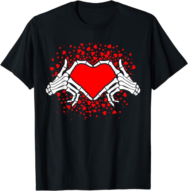 Funny Bones Love Skeleton Hand Heart Valentines Day T-Shirt