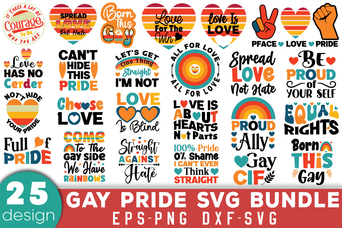 Gay Pride T-shirt Bundle Gay Pride SVG Bundle - Buy t-shirt designs