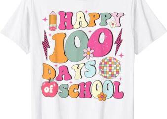 Happy 100 Days Of School Retro Disco 100th Day of School T-Shirt