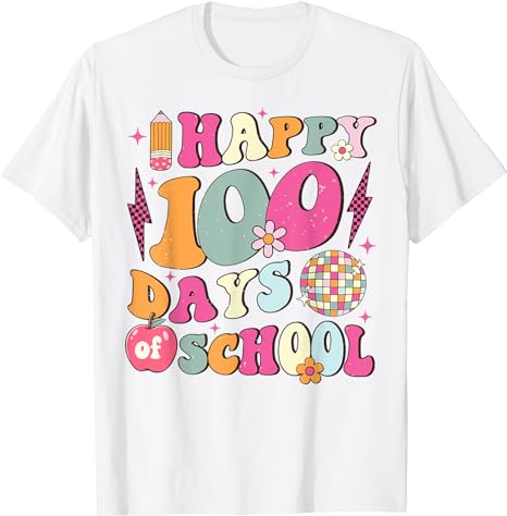 Happy 100 Days Of School Retro Disco 100th Day of School T-Shirt