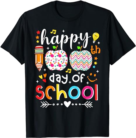 Happy 100 Days of School Cute Teacher 100th Day of School T-Shirt - Buy ...