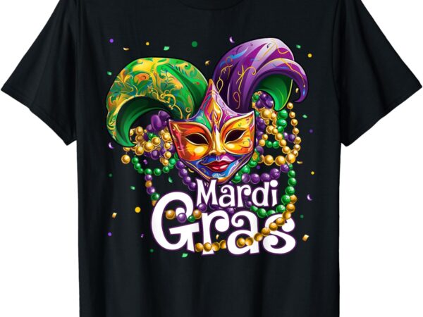 Happy mardi gras carnival party mask beads men women kids t-shirt