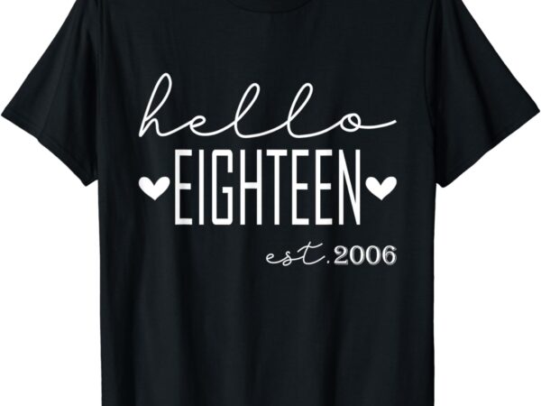 Hello eighteen est 2006 18 years old 18th birthday men women t-shirt