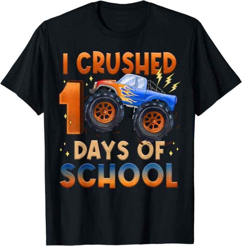 I Crushed 100 Days Of School Shirts For Boys Monster Truck T-Shirt