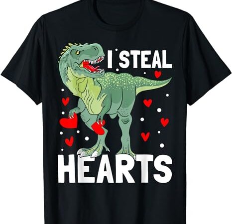 I steal hearts love t rex dinosaur valentines day boys kids t-shirt