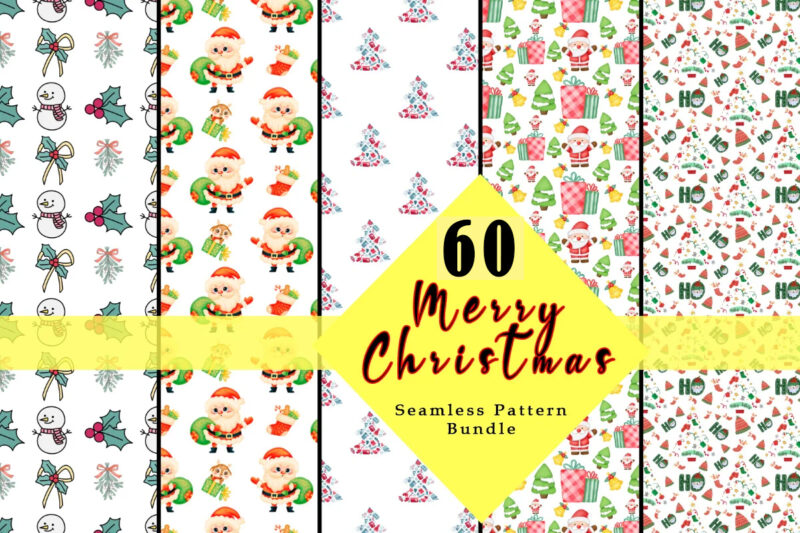 Merry Christmas 20 Illustration and 60 Seamless Pattern 80 Combo Bundle