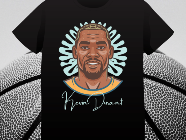 Kevin durant, t-shirt design fan apparel, kevin durant portrait, basketball superstar graphic apparel, nba fan