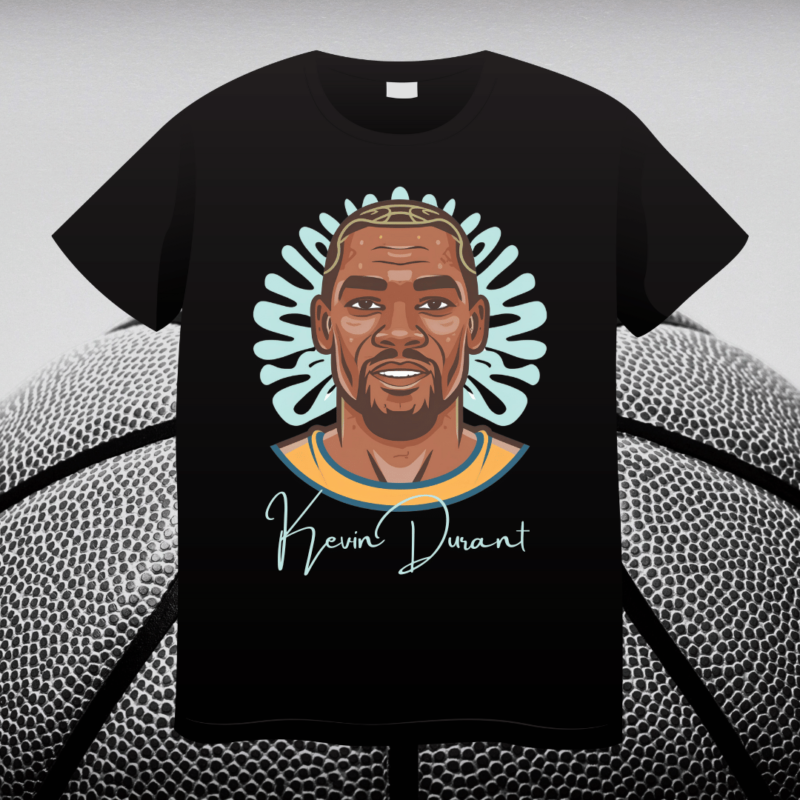 Kevin Durant, t-shirt design Fan Apparel, Kevin Durant portrait, Basketball Superstar Graphic Apparel, NBA Fan