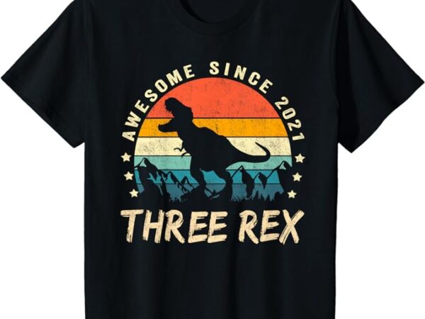 Kids three rex 3rd birthday shirt third dinosaur 3 year old t-shirt