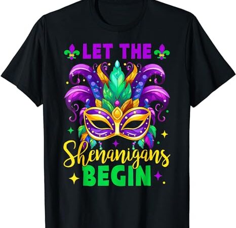 Let the shenanigans begin mardi gras lips kids men women t-shirt