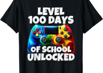 Level 100 Days Of School Unlocked – Funny Gamer Boys Girls T-Shirt