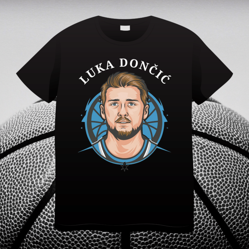 Luka Dončić, Portrait, t-shirt design, NBA star, NBA, player, basketball, Dallas Mavericks, Instant download, basketball player