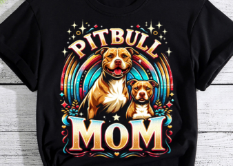 Vintage Pitbull Mom Happy smiling Pitbull Mom on Sunset T-Shirt