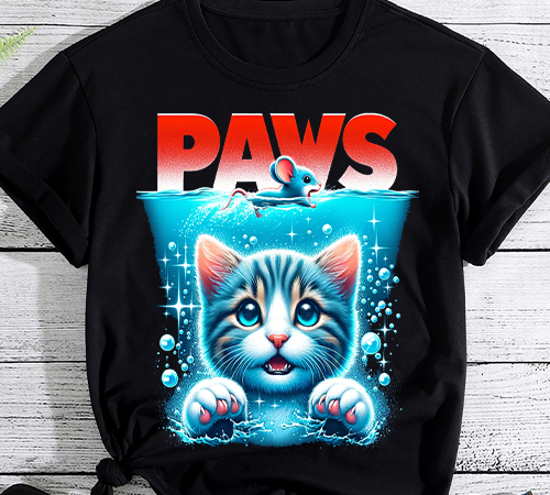 Paws cat and mouse top, cute funny cat lover parody t-shirt png file