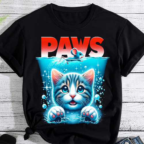 Paws Cat and Mouse Top, Cute Funny Cat Lover Parody T-Shirt PNG file