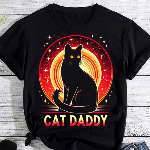 Cat Daddy Vintage Eighties Style Cat Retro Distressed T-Shirt PNG File