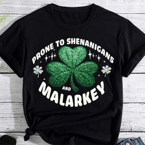 Prone To Shenanigans And Malarkey Funny St Patricks Day Boys T-Shirt