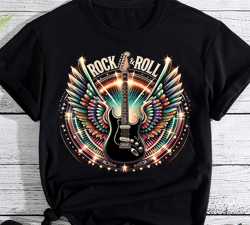 Rock _ roll guitar wings music t-shirt