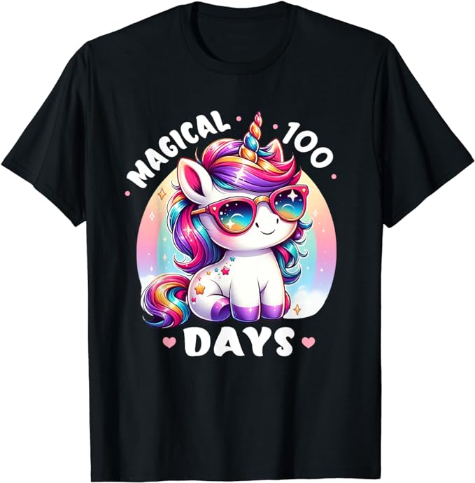 Magical 100 Days Of School Cute Unicorn For Girls T-Shirt