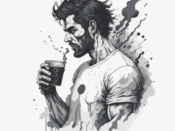 Man drink coffe t shirt designs for sale