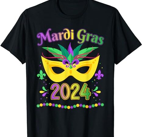 Mardi gras 2024 costume with mask t-shirt